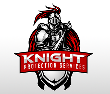 custom security company logo design with knight in armor with red cape graphic